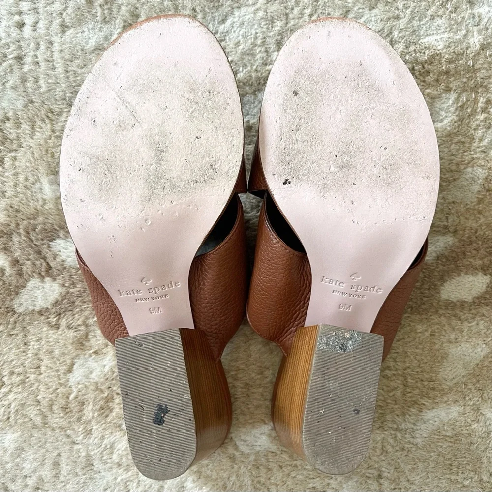 Kate Spade New York Felda Brown Leather Crisscross Mule Sandal Size 9m - Picture 8 of 12